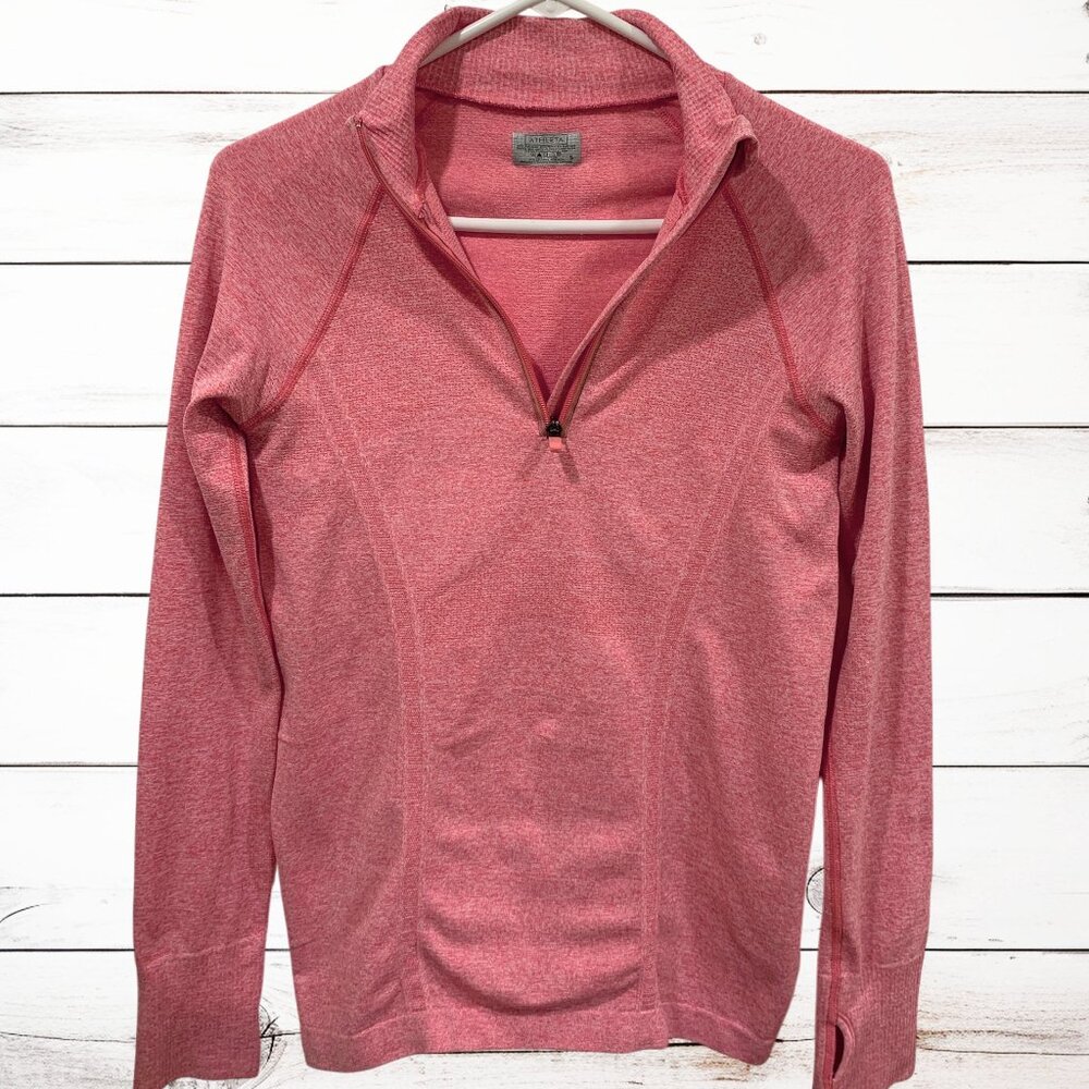Athleta Fastest Track Half Zip Pullover Heathered Orange Athletic Top Sz Small